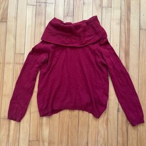 Benedetta B Italy Oversized Cowl Neck Sweater Merlot XL TG Merino Wool Blend